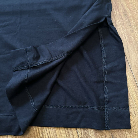 Chicos Women Midi Dress 3 XL/16 Black Mock Neck Short Sleeves Fully Lined Slits - Picture 5 of 12